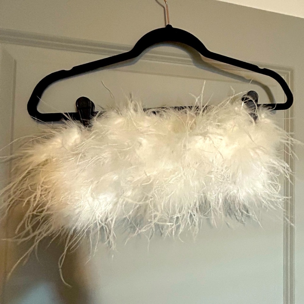 White feather crop top